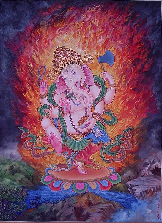 images of god ganesha. Hindu God Ganesha Thangka